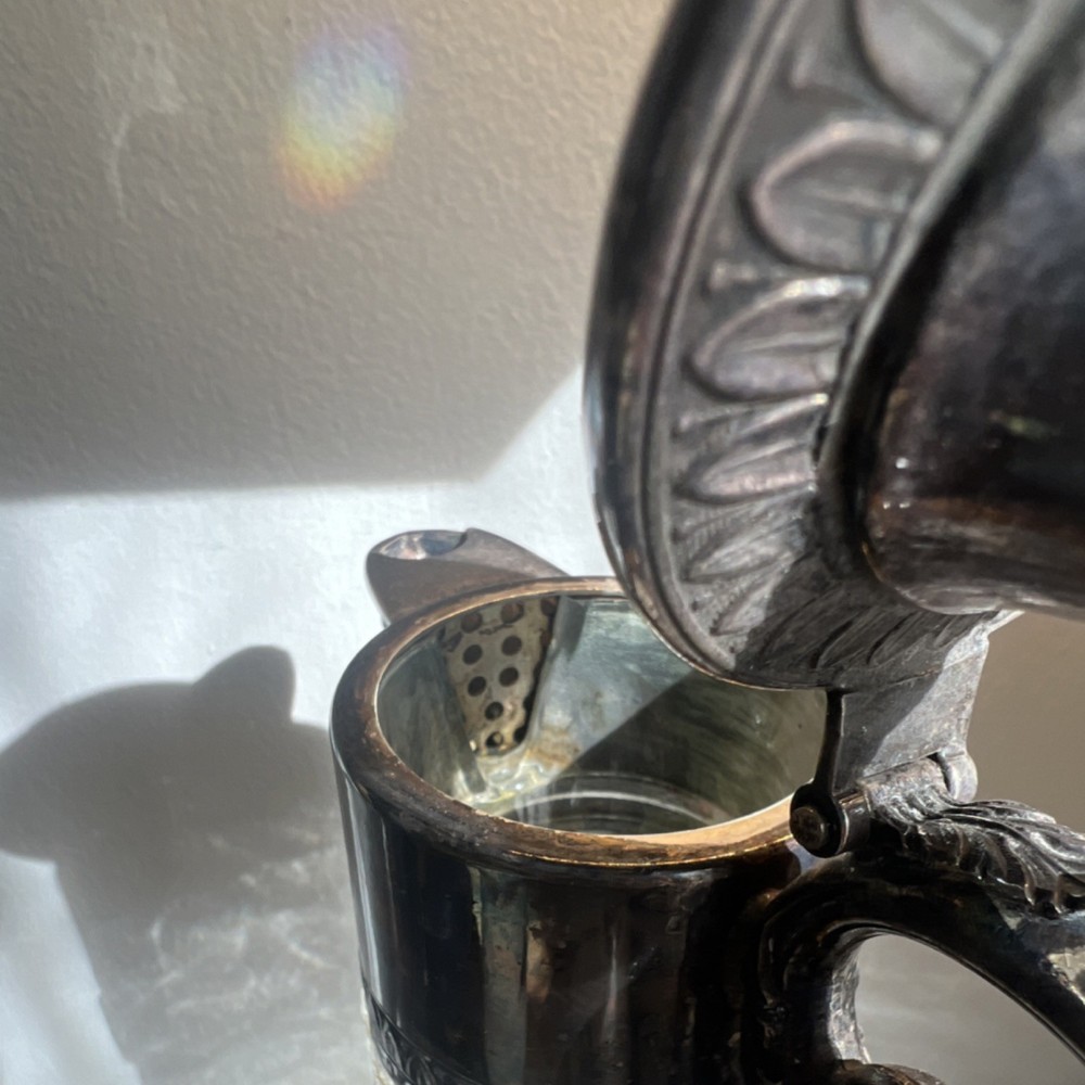 Italian Silverplate Cut Glass Lidded Pitcher Victorian Diamond Pattern