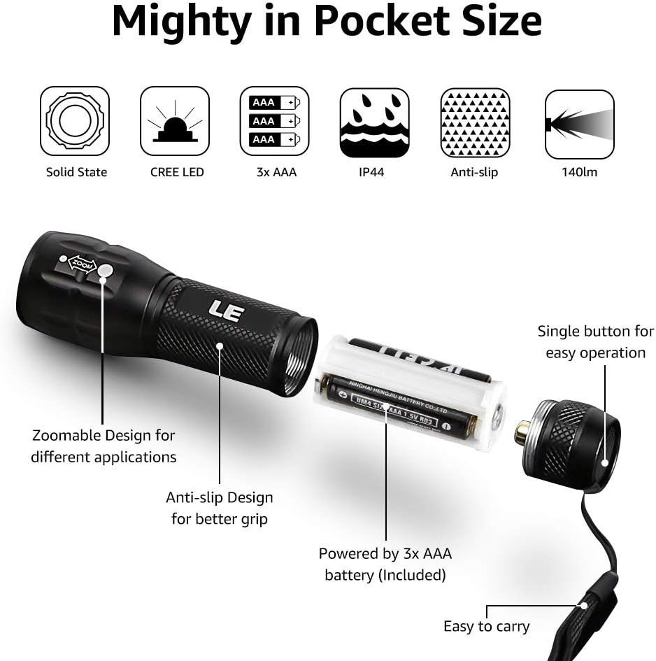 LED Flashlights High Lumens, Small Flashlight, Waterproof, Adjustable Focus Flas