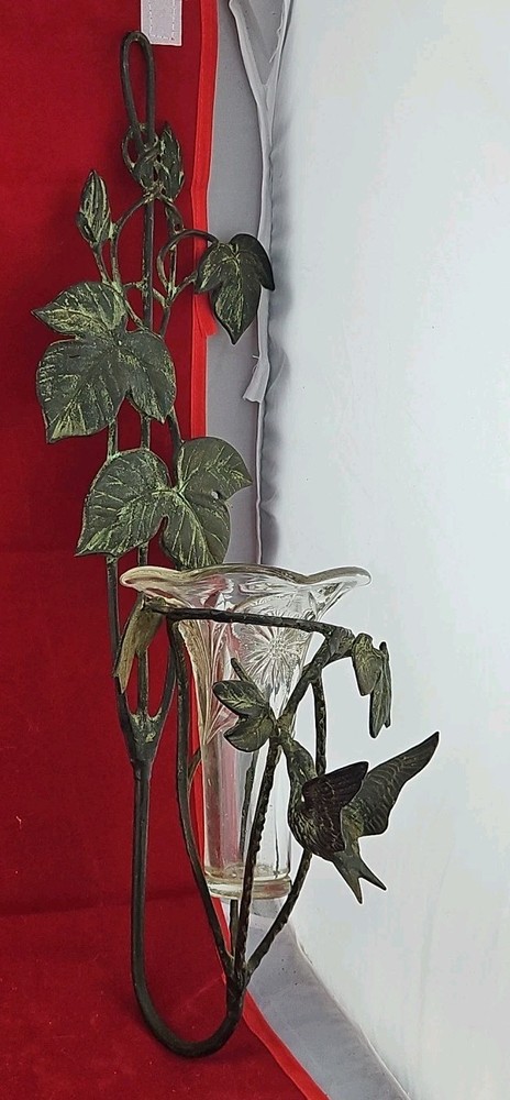 Original Antique Solid Copper Hummingbird Wall Sconce