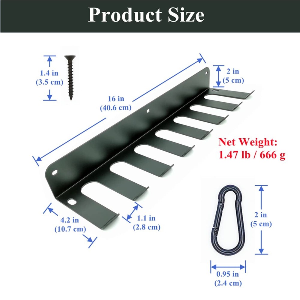 Baseball Bat Rack, Wall Mount, Hold 14 Baseball/Softball Bats, Solid Steel He...