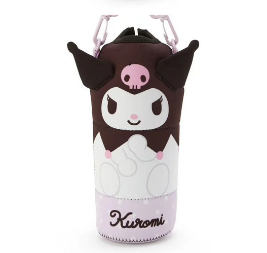 JAPAN Kuromi Water Drink Bottle Cover Case Bag Purple Blk w/ Strap 500mL