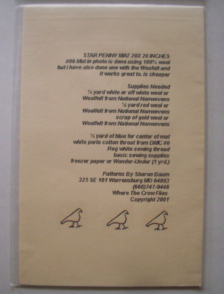 Star penny rug quilt pattern *A7