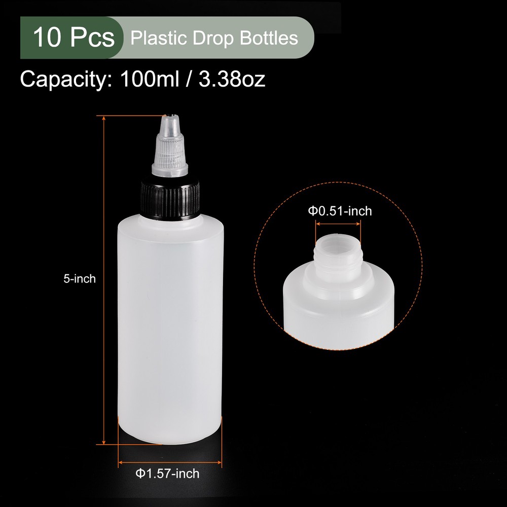 10Pcs Dispensing Bottle,Empty Squeezable Bottle w Twist Top Cap(White,100ml)