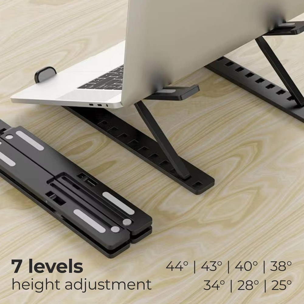 Foldable Aluminum Laptop Stand – 7-Level Adjustable Riser for Desk, Sturdy &...