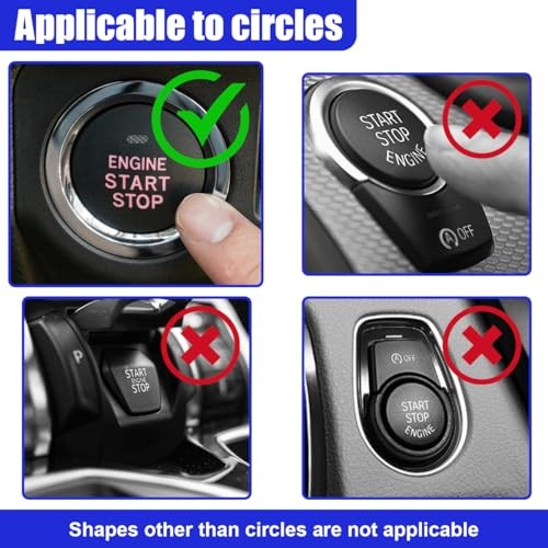 Car Joystick Push Start Button Cover, Cool Metal Auto Engine Start Stop Blue