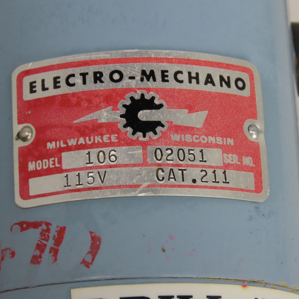 Electro-Mechano 106 Precision Drilling Unit Head 115V Variable Speed Cat 211