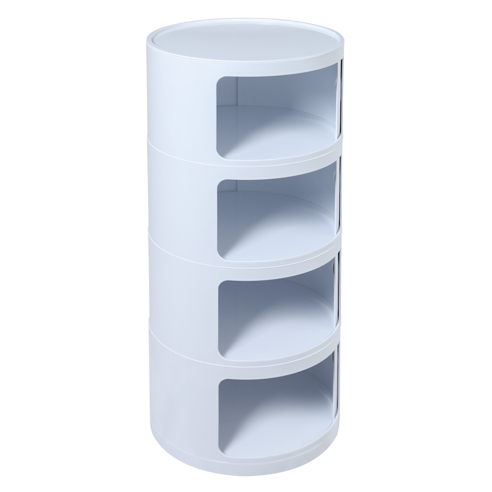 Modern Four layer Multifunctional End Table Storage Cabinet, Round Nightstand