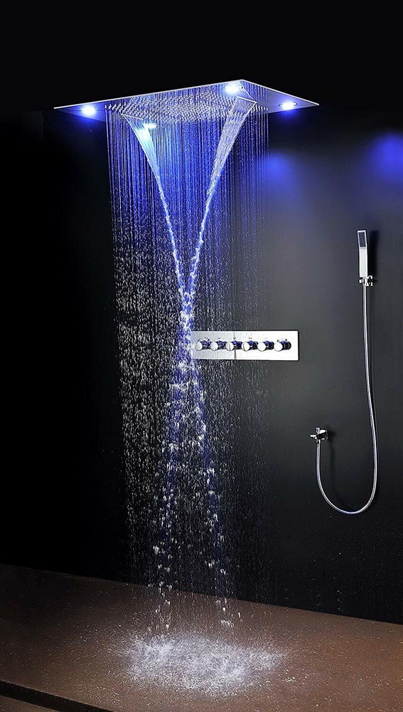 23" x 31" LED Waterfall Rainfall Shower System Remote Control, Massage, Spa