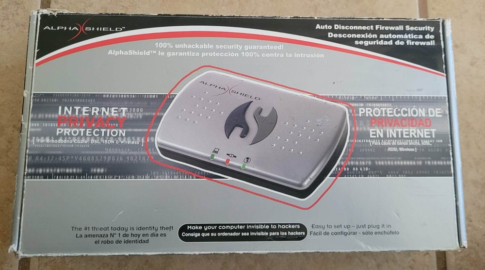 AlphaShield Personal Network Auto Disconnect Firewall Security NEW/Opened Box