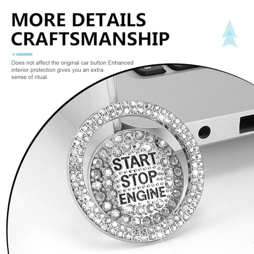 2 PCS Bling Push to Start Button Cover, Crystal Key Ignition Decorative
