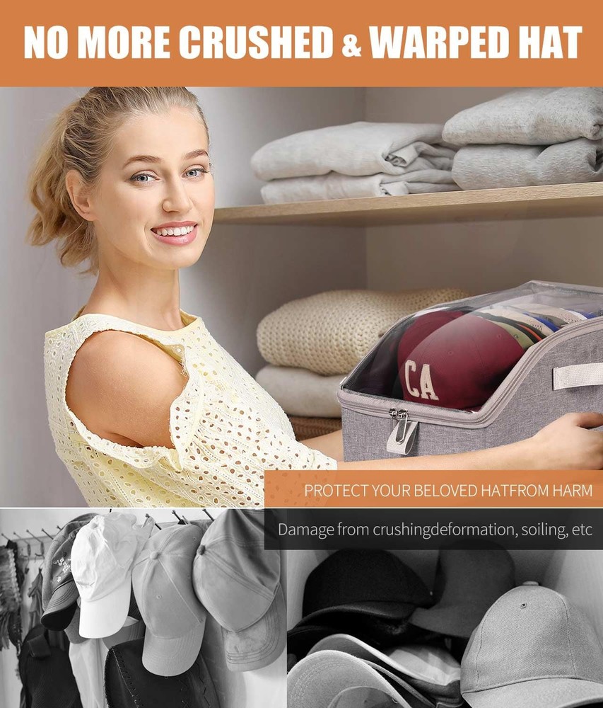 Livelab Hat Organizer for Baseball Caps, Hat Storage Holder Container for Closet