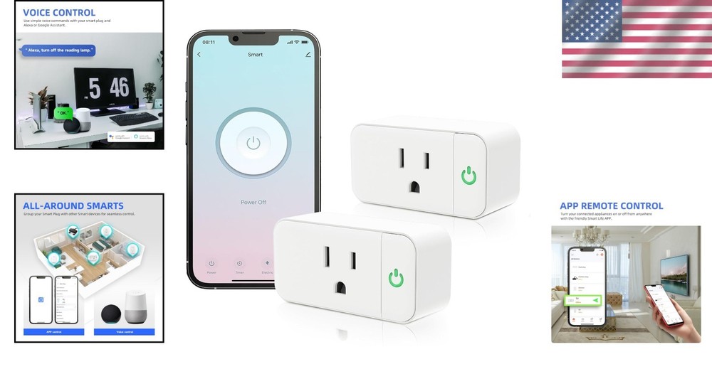 Approved Mini Smart Plugs - Voice-Controlled & Group Sharing Enabled, 2 Pack