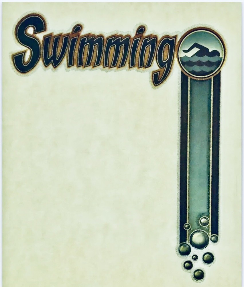 Original Vintage Swimming Glitter Iron On Transfer