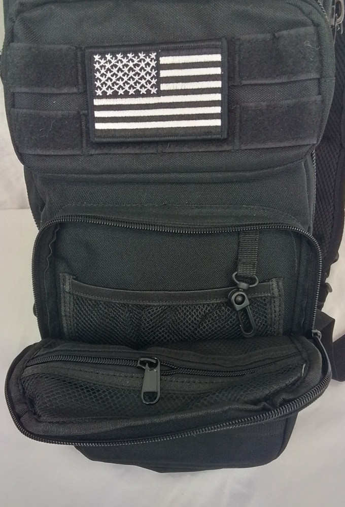 Outdoor Military Tactical Backpack Black w/ Patch #J3416