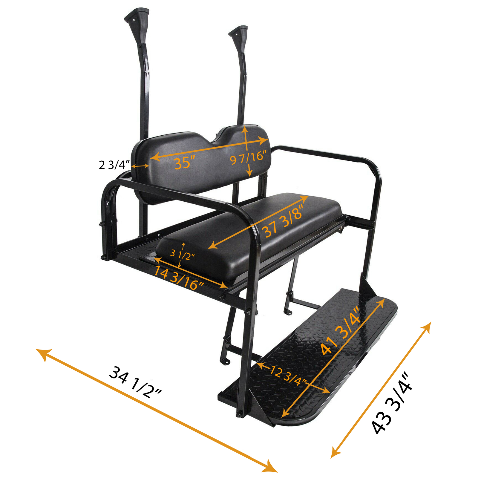 Fits Club Car Precedent Golf Cart Rear Flip Seat Cushion Kit (2004-UP) Black