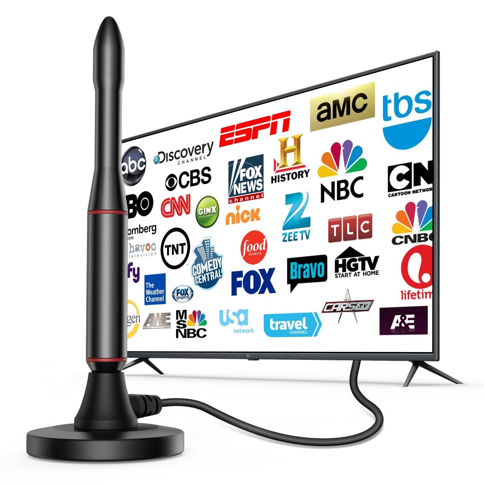 Digital TV Antenna Indoor 650+ Mile Long Range for Smart TV Supports 4K 1080p