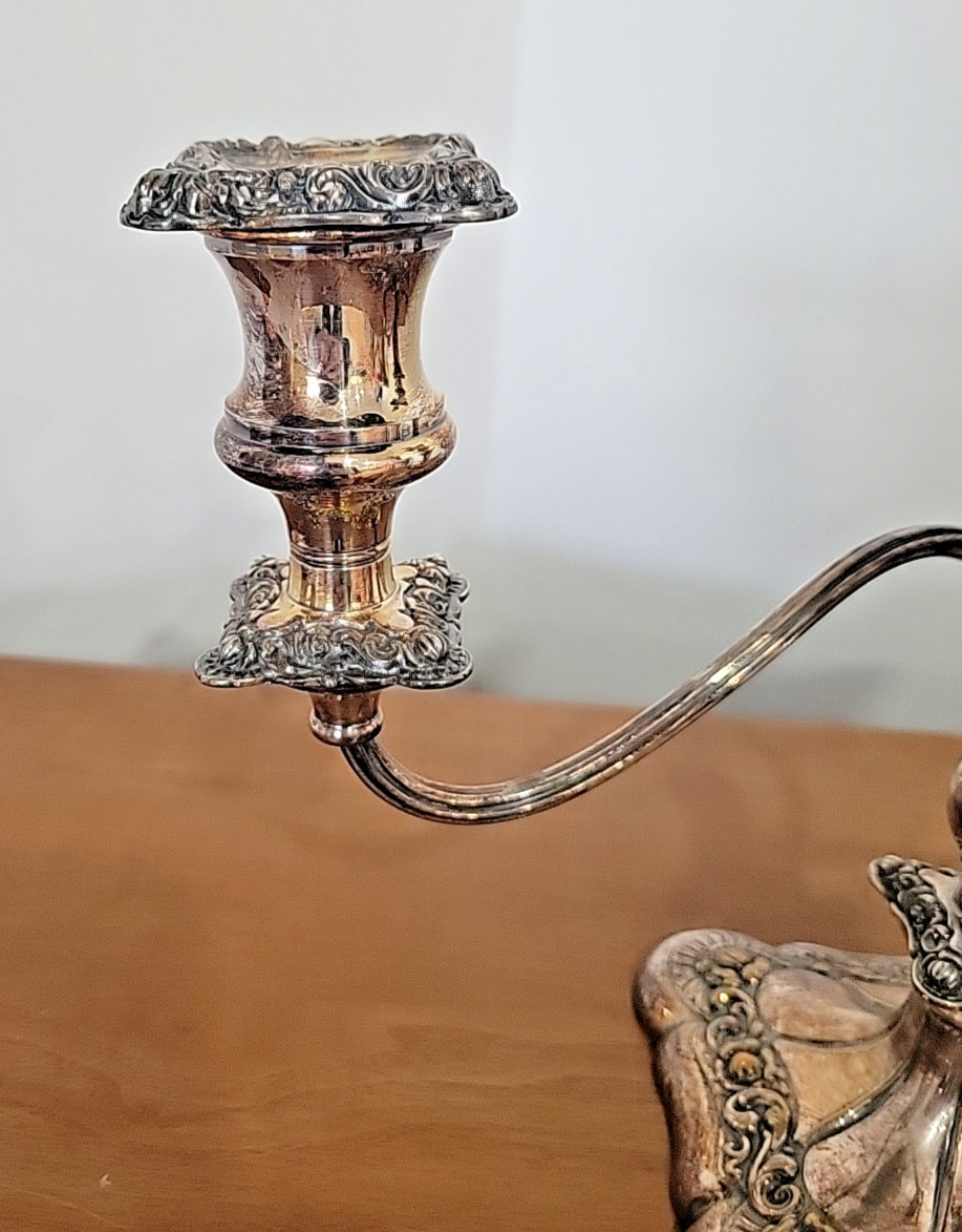 Gorgeous International Silver Co 3 Arm Silver Plated Candelabra 508