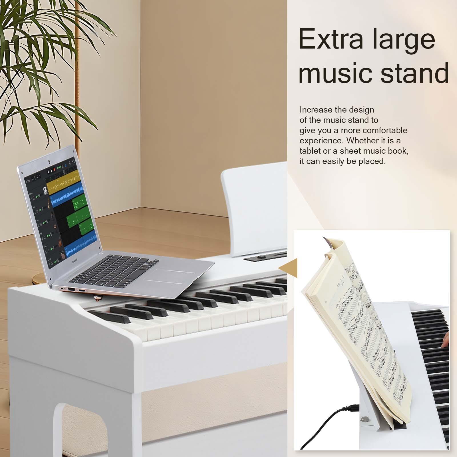 Glarry 88 Keys Full Weighted Hammer Keyboards Electric Piano White