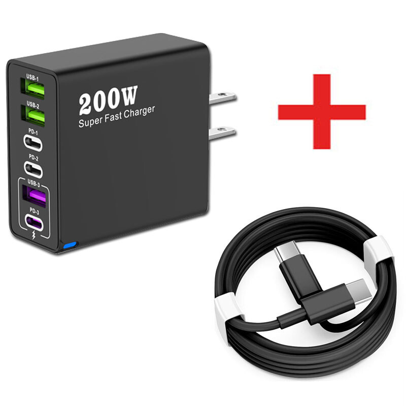 200W Super Fast PD Type C Charging Wall Charger For Samsung iPhone Android Phone