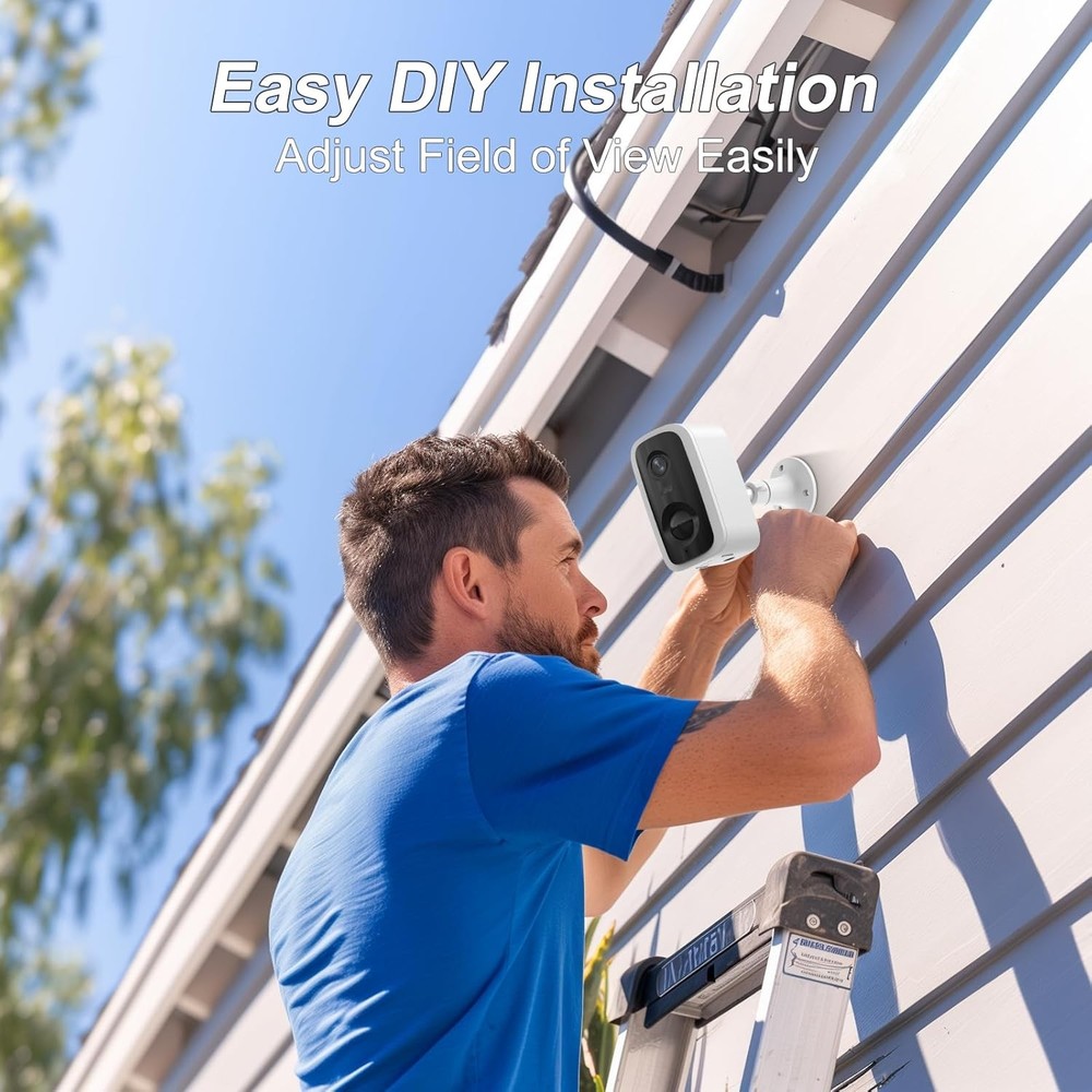 Wireless Outdoor Security Camera 2K Battery-Powered Camera 3MP Home Security Cam