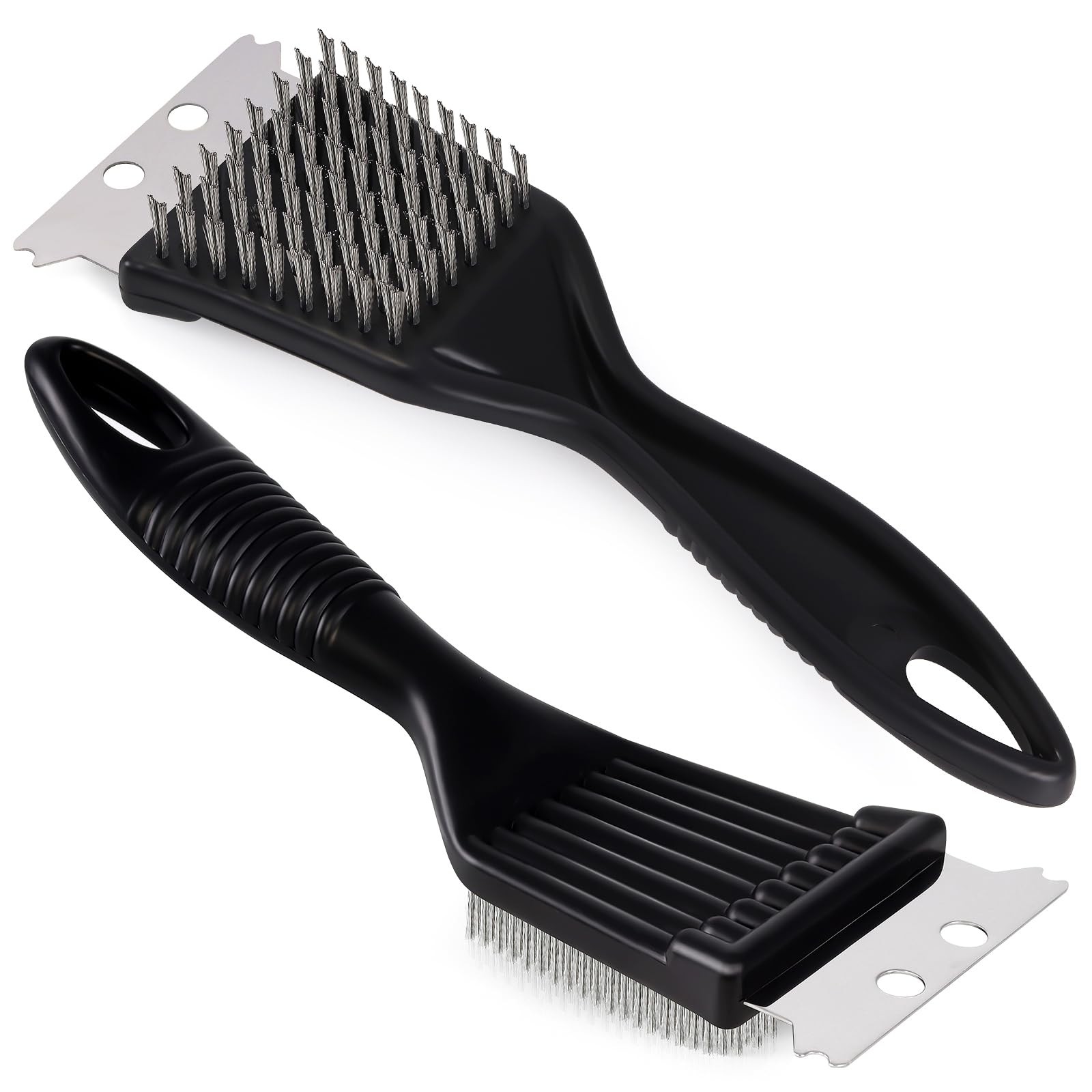 Stainless Steel BBQ Grill Brush and Scraper Set for Outdoor Grill