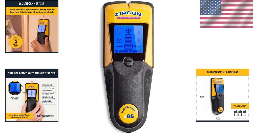 X85 Center Finding Wall Scanner with Thermal Detection for Safe DIY Projects