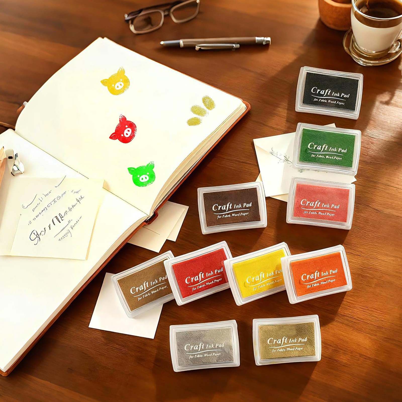 15 Ink Pads in Vibrant Colors for Stamps, DIY Crafts, Card Making, Scrapbooking