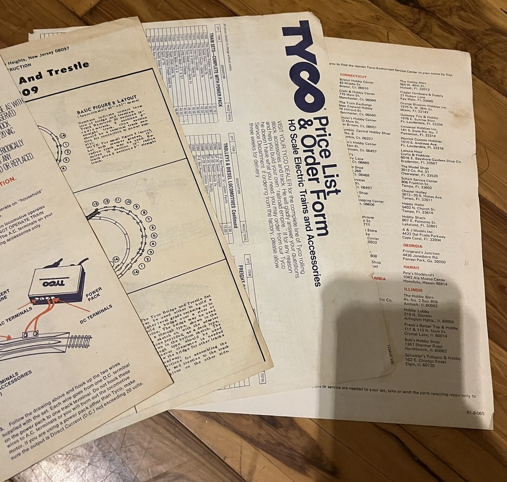 Vintage Tyco Easy Assembly Instructions T909-Paper