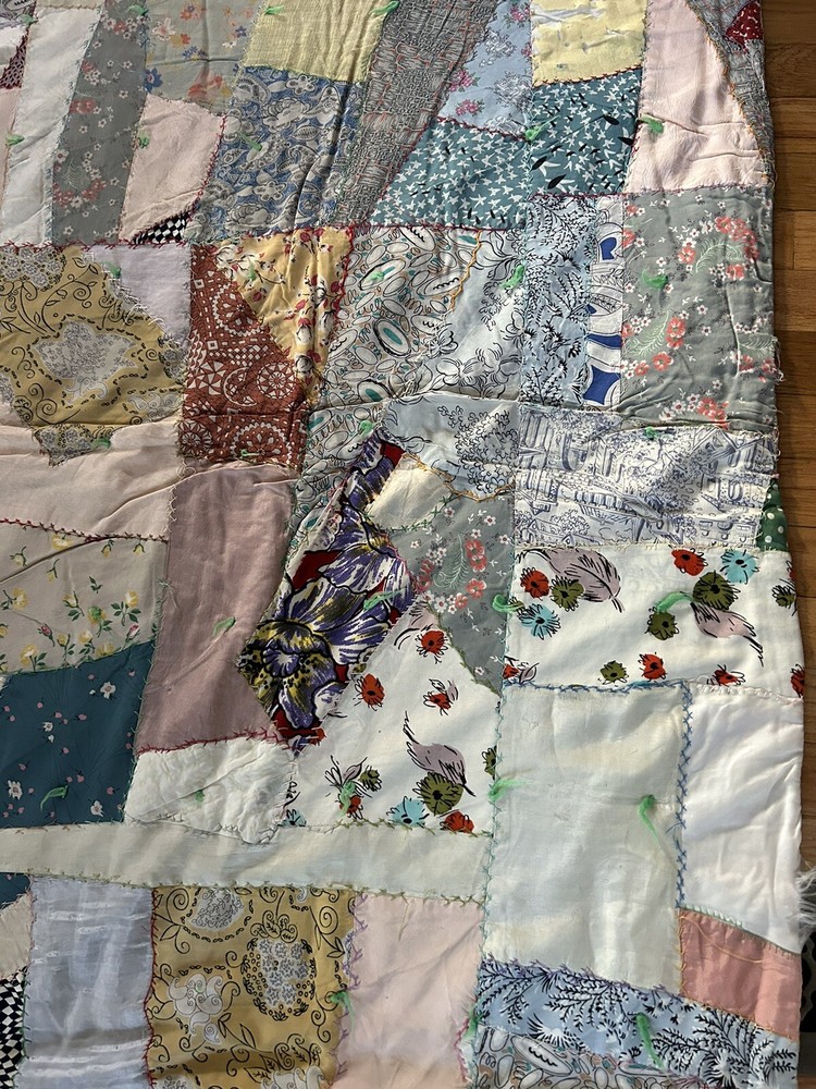 VTG Fabulous Crazy Quilt Silk Embroidery Patchwork Needlework Cutter