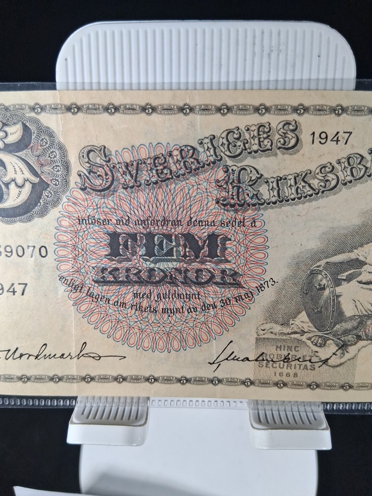 1947 SWEDEN 5 KRONE BANKNOTE