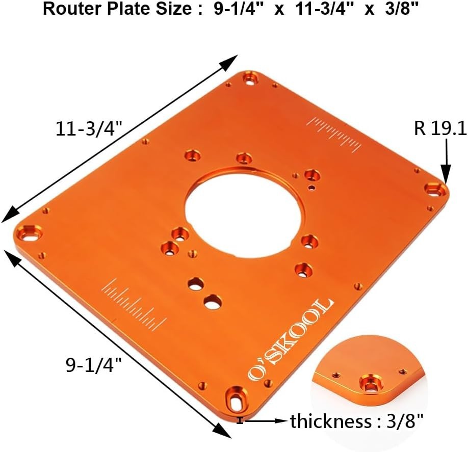 Precision Router Table Insert Plate with Insert Rings