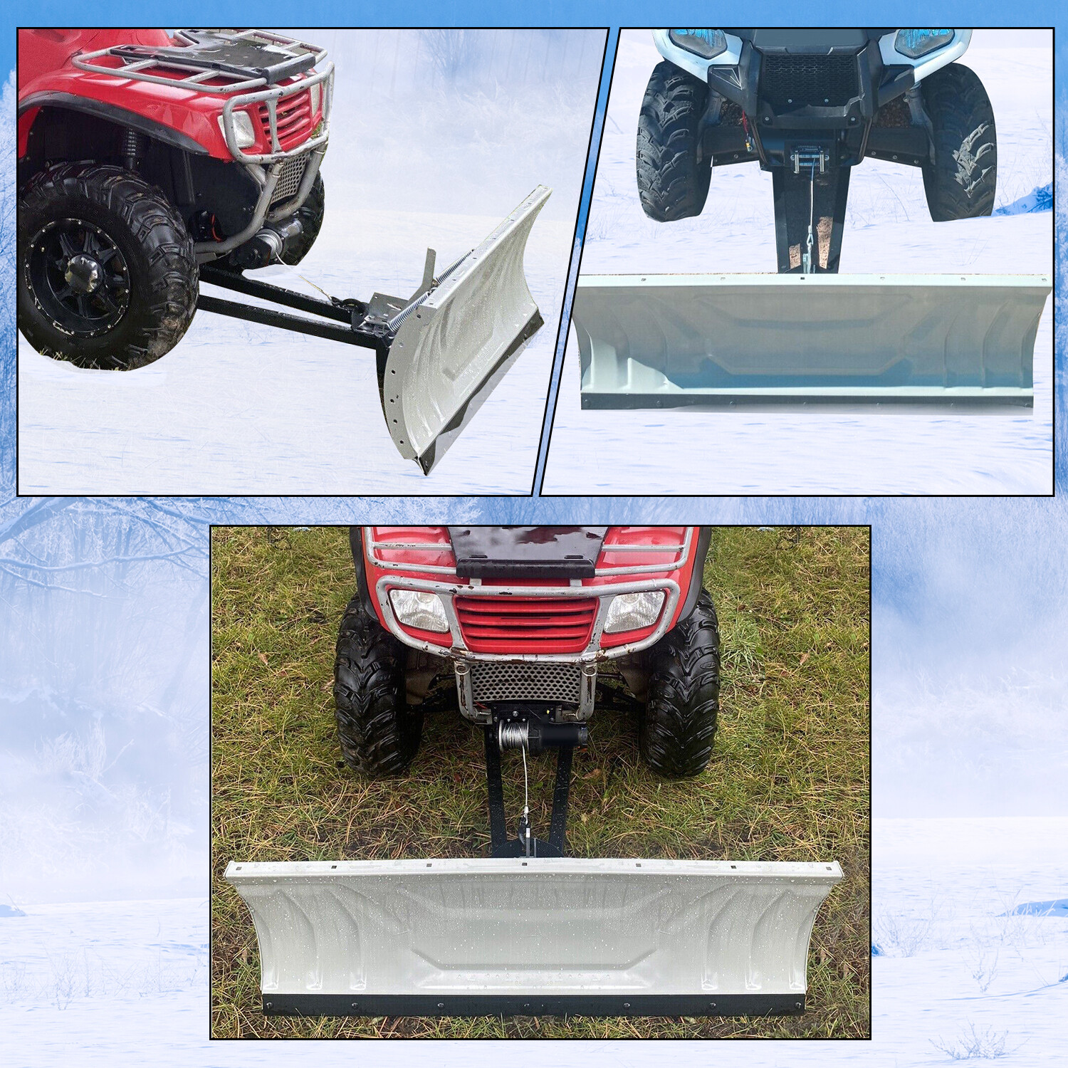 Snow Plow Blade Universal Kit Adjustable 48" For Honda Kawasaki Polaris ATV