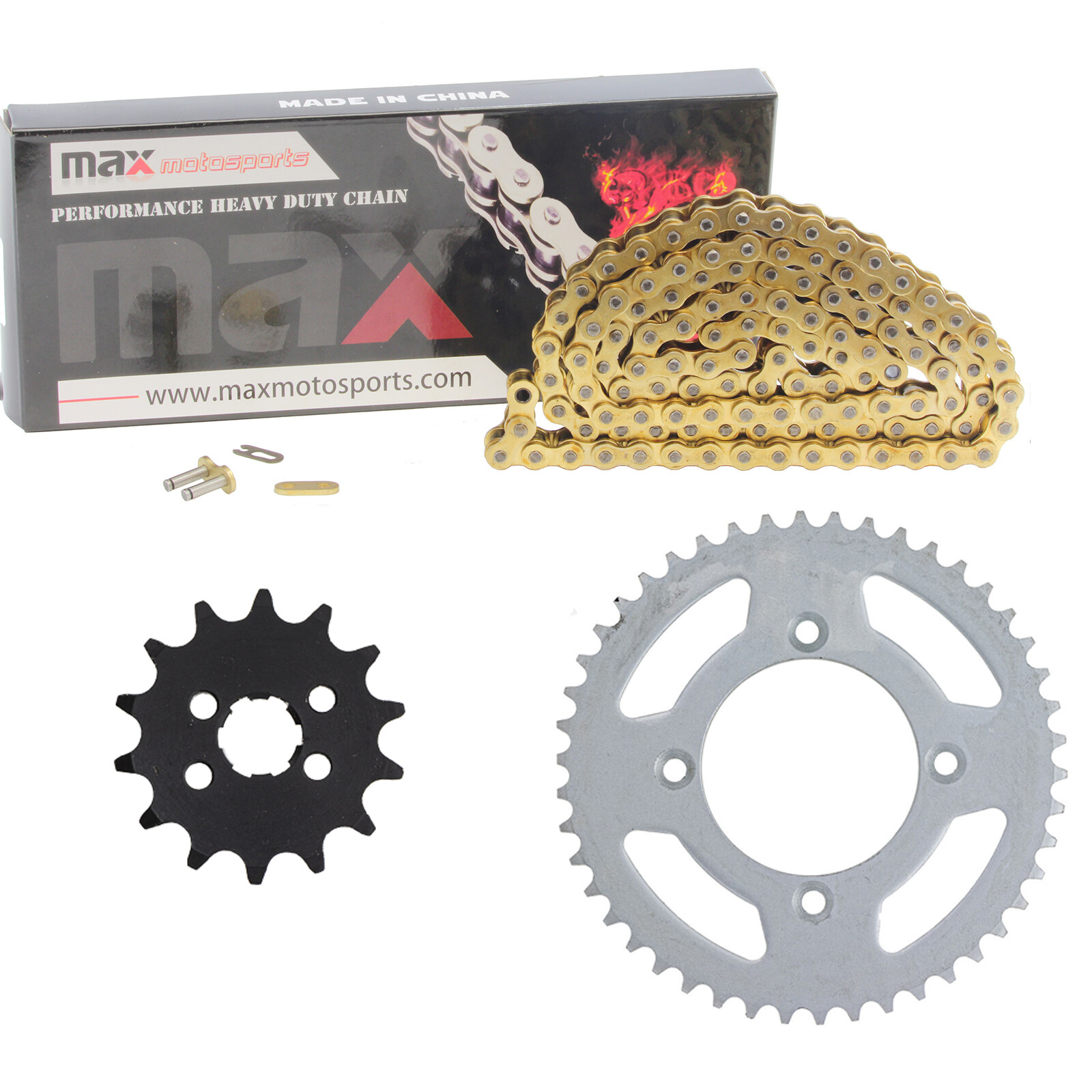 Gold Drive Chain & Sprockets Kit for Honda XR80R 1985-2003 / CRF80F 2004-2013