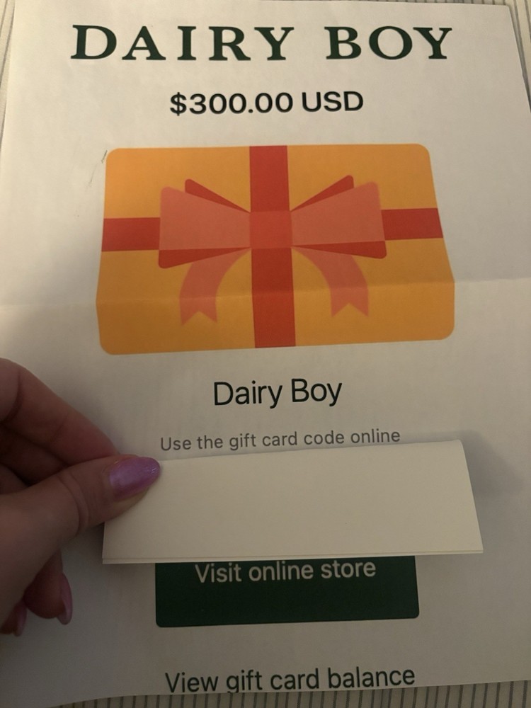 Dairy Boy $300 Gift Card