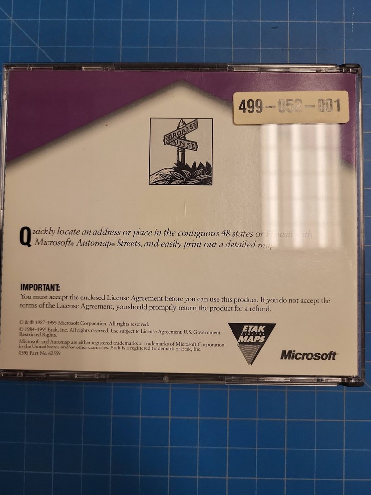 Microsoft Automap Streets Digital Street Maps Software Windows 95 3.1 CD