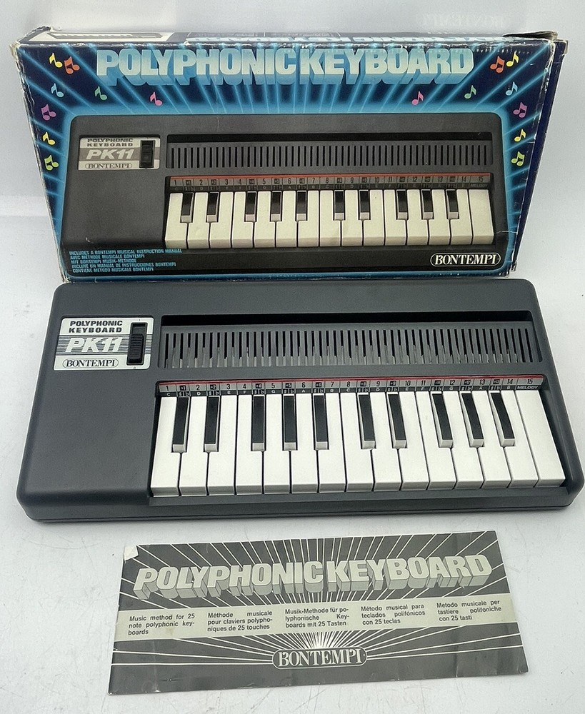 Vtg 1985 Botntempi Electronic Polyphonic Keyboard PK11 COMPLETE / TESTED - LOUD!