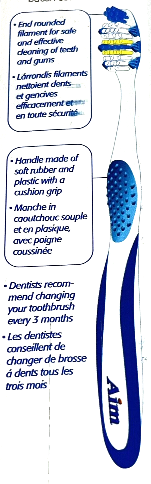 Aim Massage Pro Soft Bristle Standard Toothbrush 6 Pack Individually Carded Asst