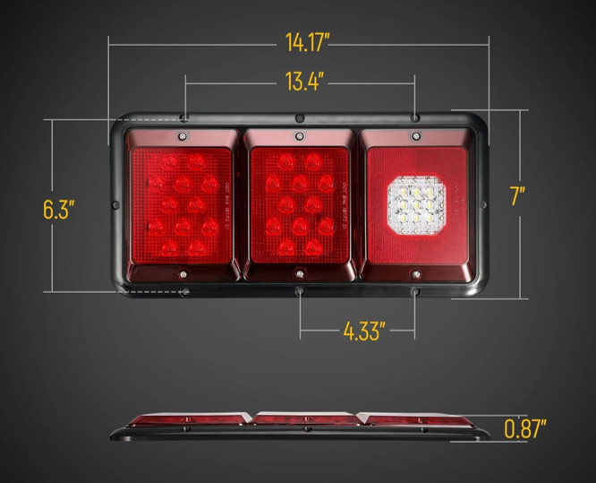 LED Tail Lights Rectangle Vertical Trailer Camper RV Tail Lights Stop Turn