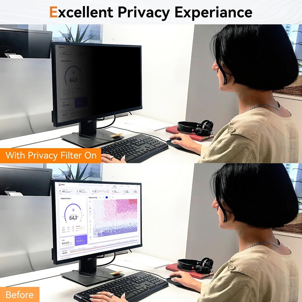 [2 Pack] 24 Inch Computer Privacy Screen for 16:10 Aspect Ratio Widescreen Mo...
