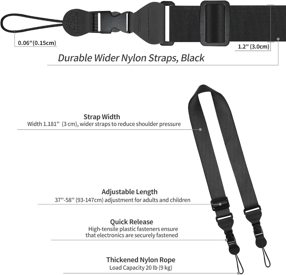 Adjustable Shoulder Strap, Nylon Camera Strap, Comfortable Neck Strap for iPad,