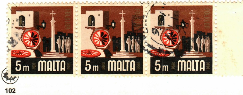 Malta #453 Strip (3) used