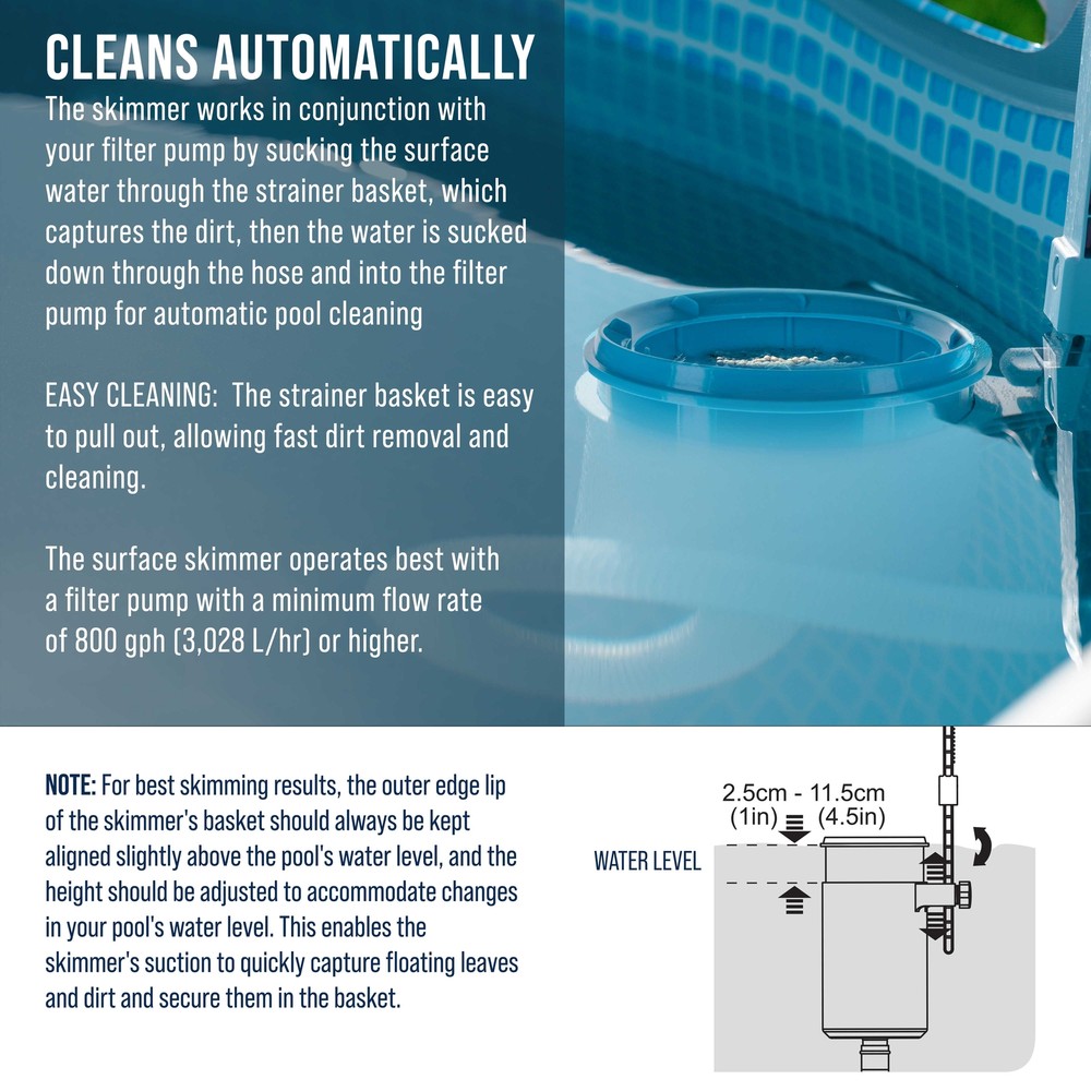 Above Ground Pool Skimmer, Floating Surface Skimmer, Adapters, Pool Accessories