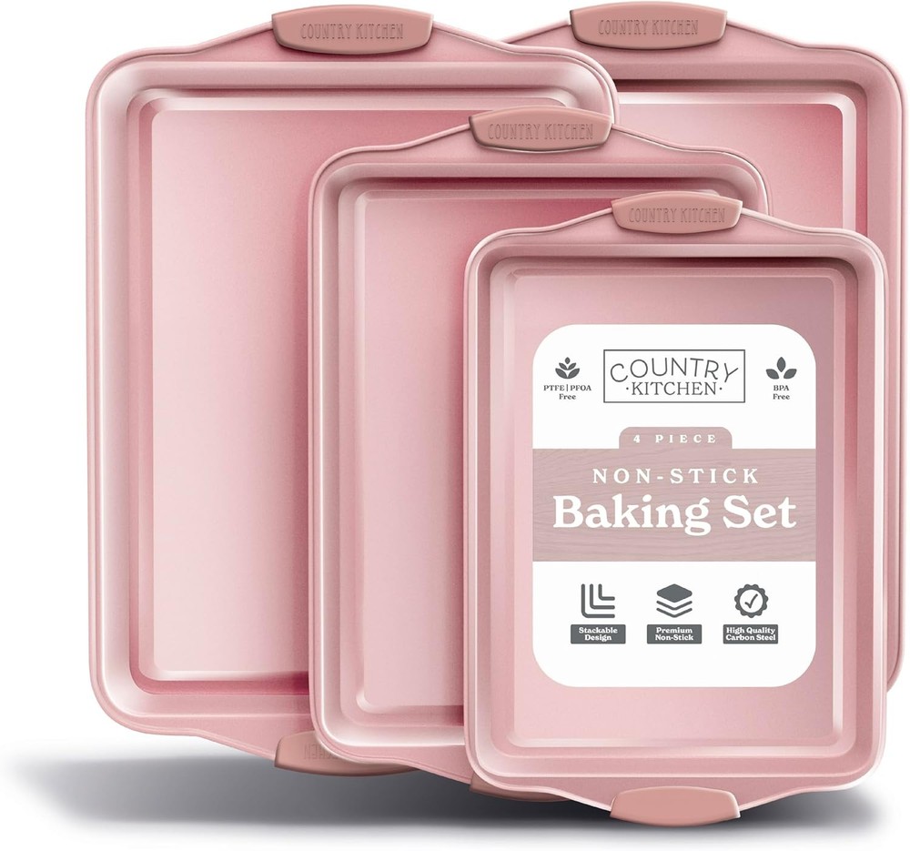 Nonstick Stackable Bakeware Set Heavy Duty Durable Easy Release Baking Set Black