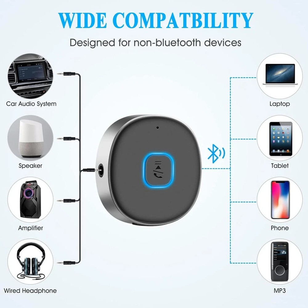 Portable 3.5mm Aux Car Adapter Bluetooth Wireless Audio Receiver Car/Home Stereo