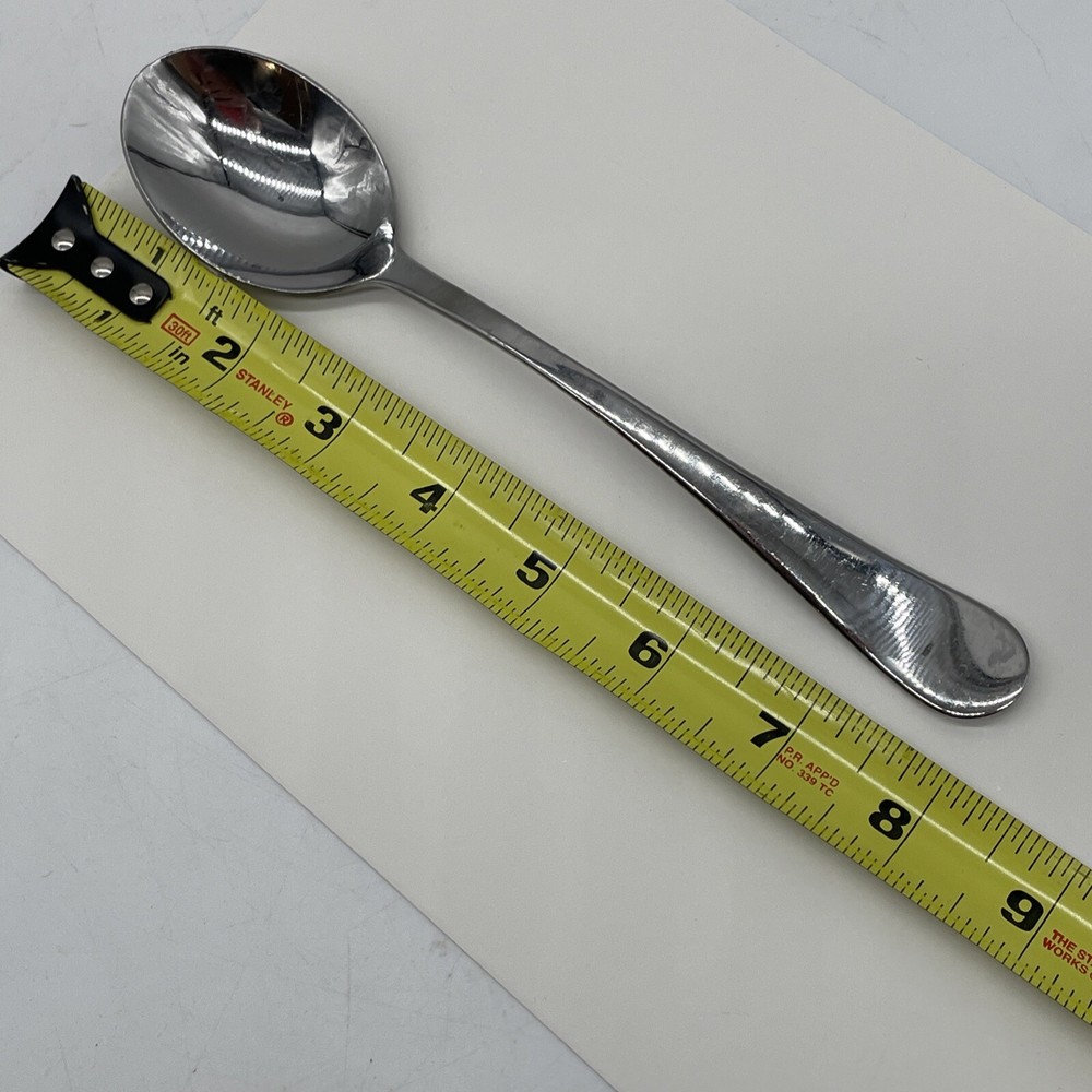 Pintinox Ambra Stainless Serving Spoon Flatware 8", Rounded Tip, Smooth Edge