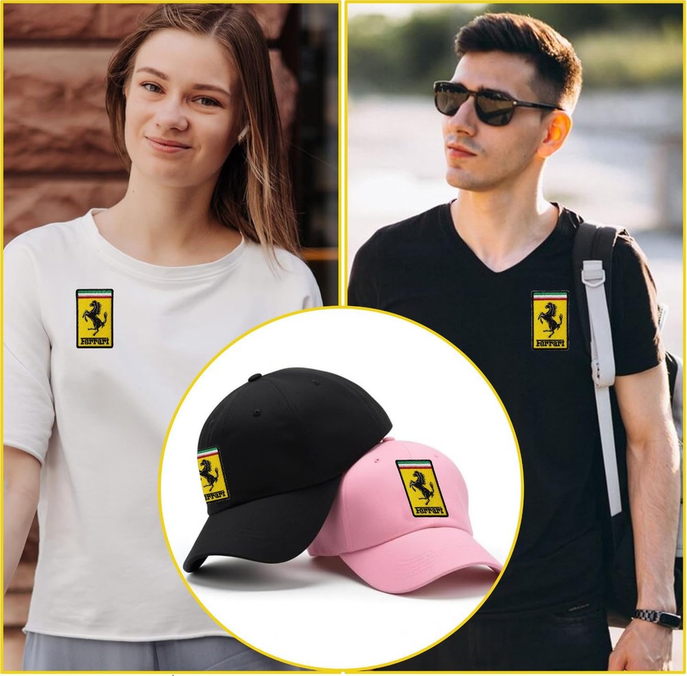 Ferrari Logo Crest Iron On Patch - Sew Patch - Crest Embroidered Patch 3"x1.9"