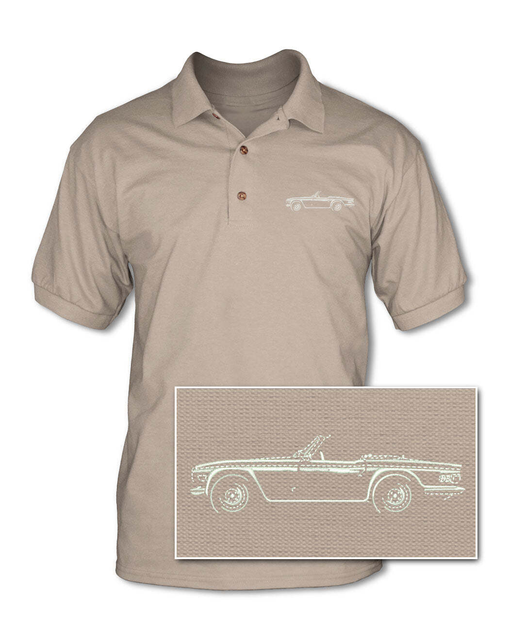 Triumph TR6 Convertible Adult Pique Polo Shirt Side View