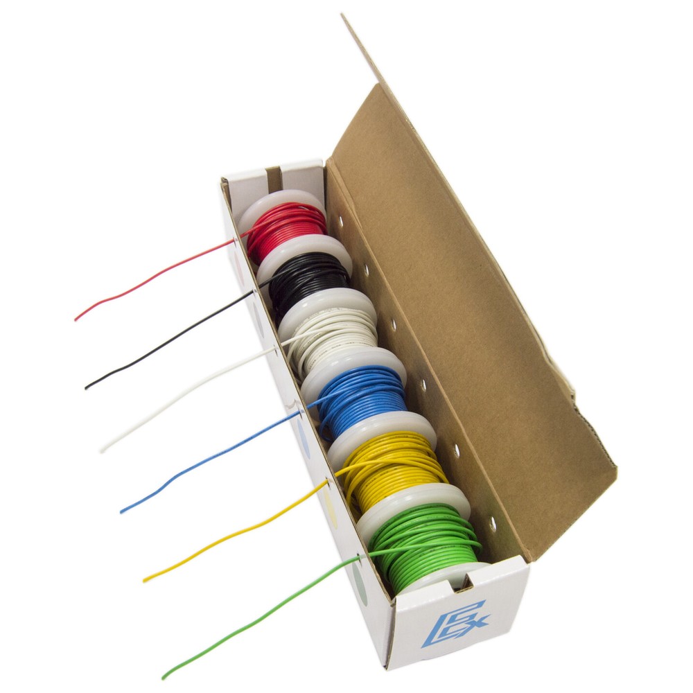 22 Gauge Stranded Hook-Up Wire Kit, Includes Six Different Color 25 Foot Spools