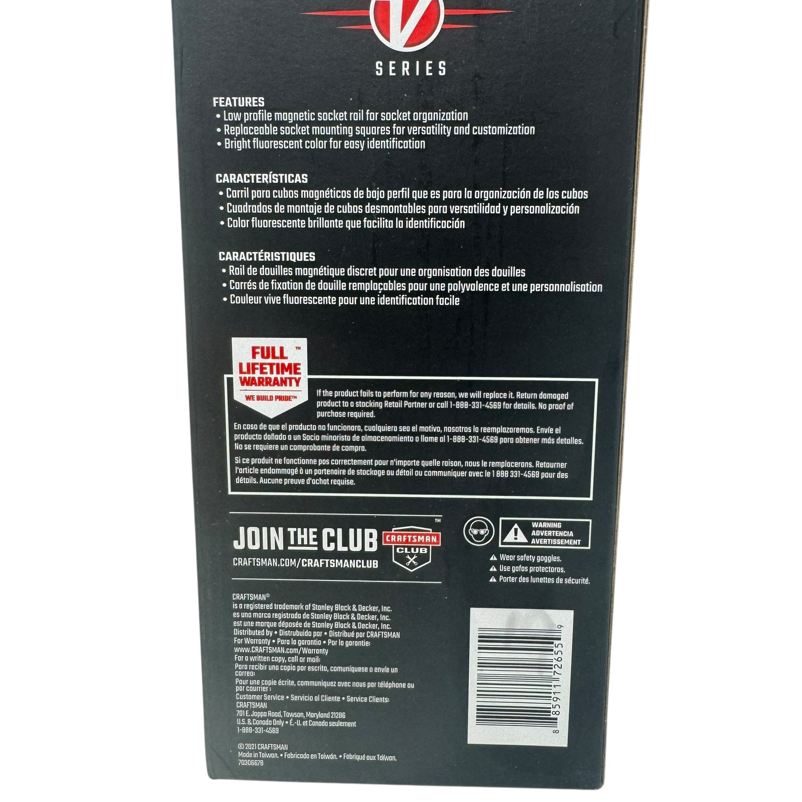 CRAFTSMAN V SERIES 3PC Low Profile Magnetic Socket Rail Organizer Green