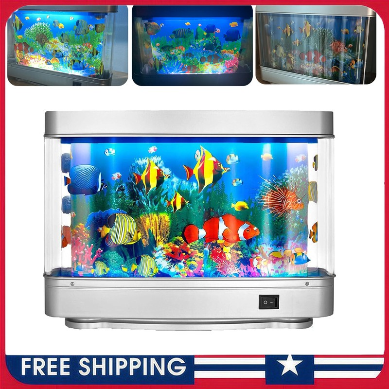 Mini Fake Fish Tank Artificial Tropical Moving Fish Night Light Fish Lamp